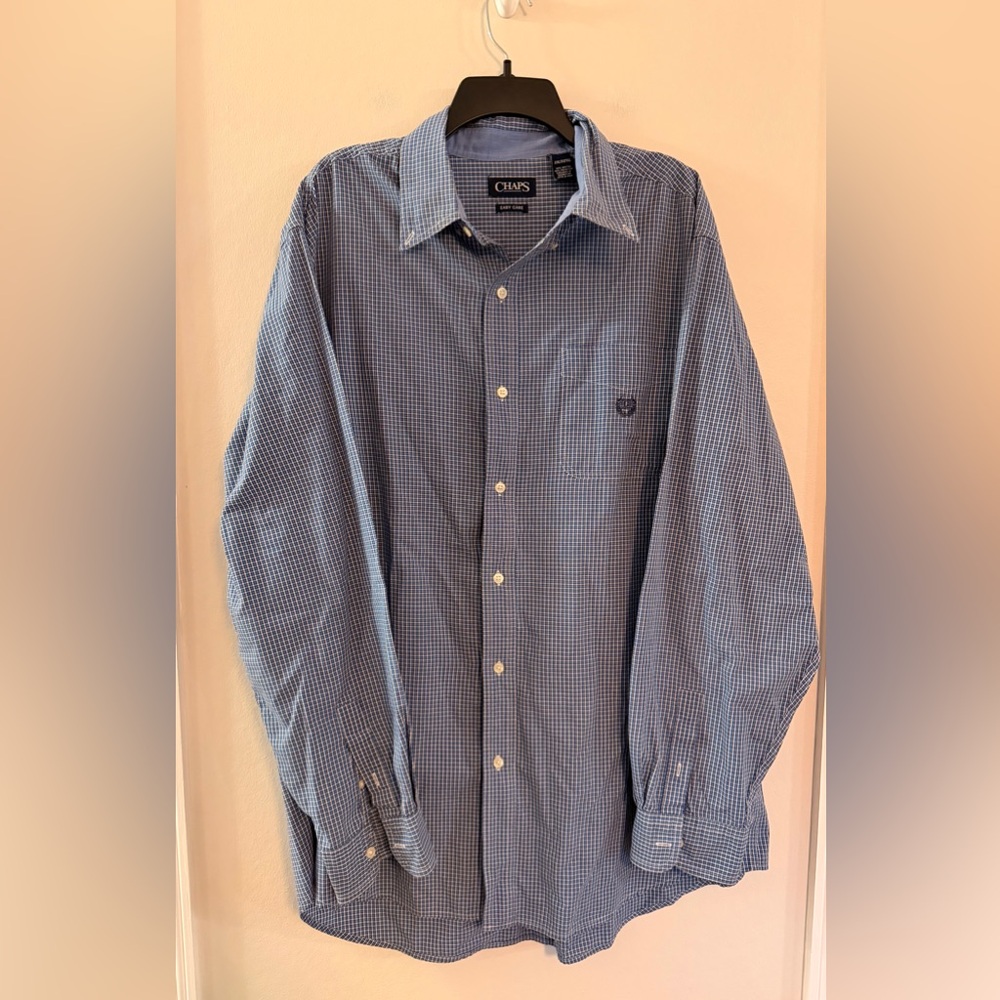 Chaps Blue Checkered Men's Button Down Shirt - Size 2XLT